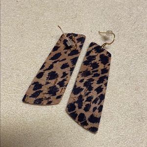 Nickel & Suede Animal Print Earrings